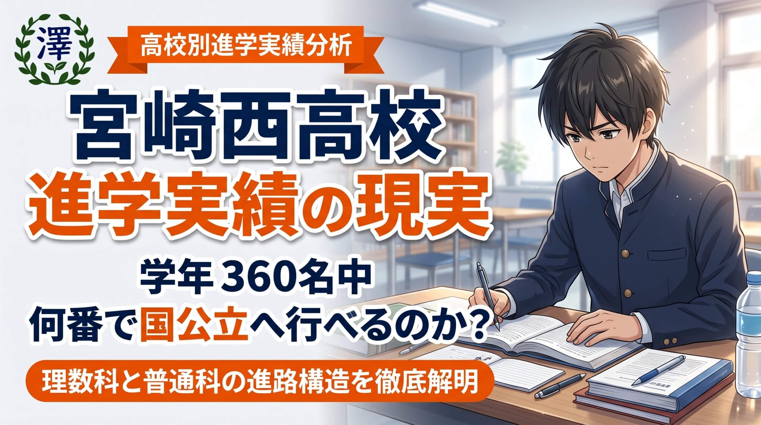 宮崎西高校の進学実績の現実｜学年360名中何番で国公立へ行けるのか？