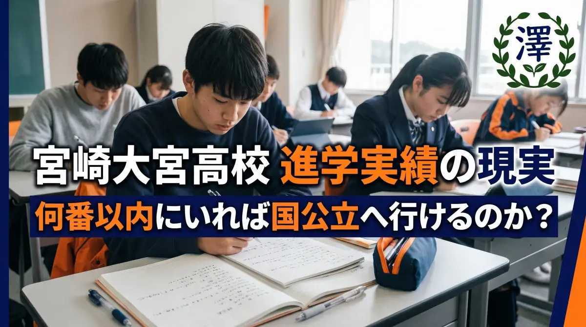 宮崎大宮高校の進学実績の現実と国公立大合格の順位目安を解説する澤塾のアイキャッチ画像