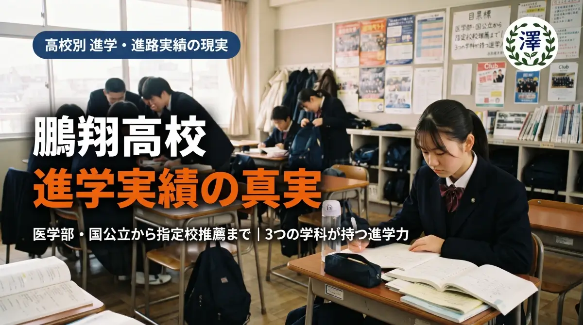 放課後の教室で落ち着いて自習に励む高校生の様子。澤塾個別清武校の鵬翔高校の大学進学実績・コース別進学ルート解説記事のアイキャッチ画像